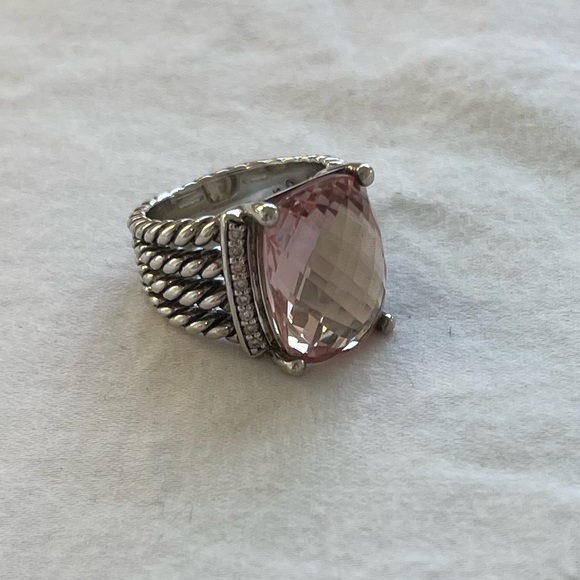 David Yurman Wheaton® Ring with Morganite and Pavé Diamonds Size 6 - Picture 9 of 14